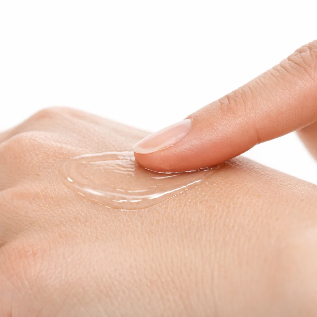 Clear liquid in a shallow white dish