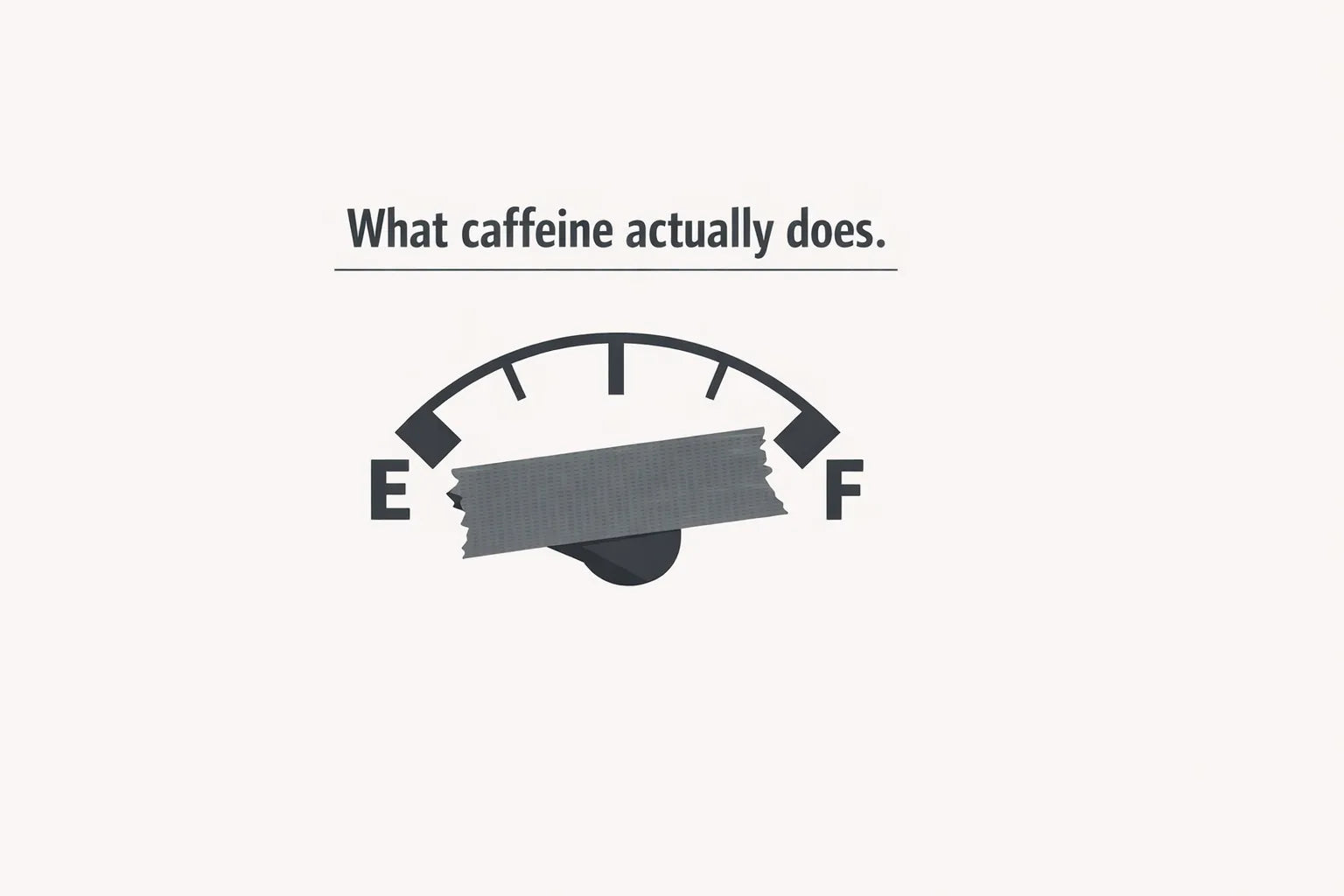 Illustration of a car fuel gauge on empty with duct tape stuck across the glass