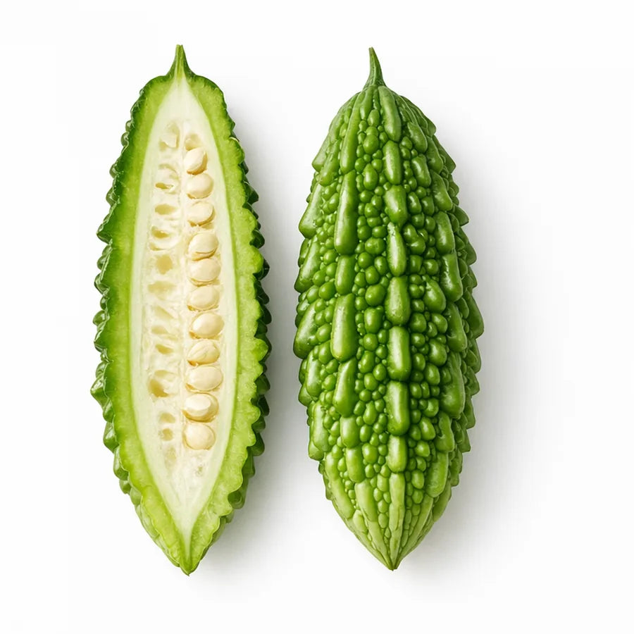 Bitter melon sliced open