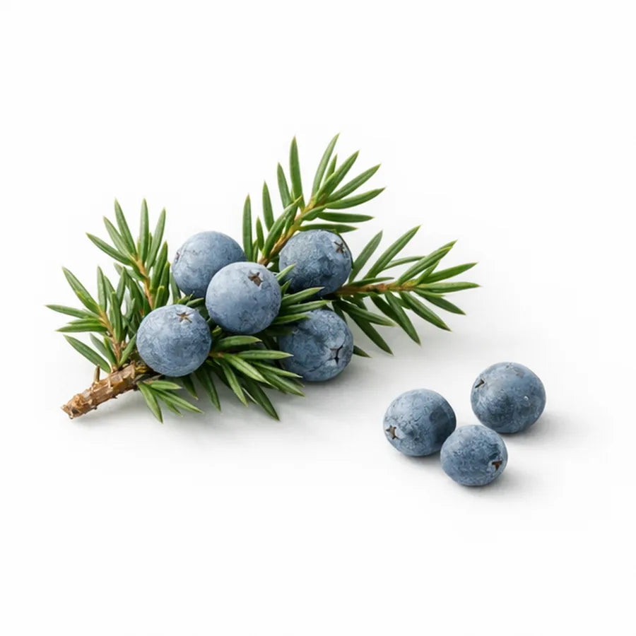 Dusty blue juniper berries on a sprig