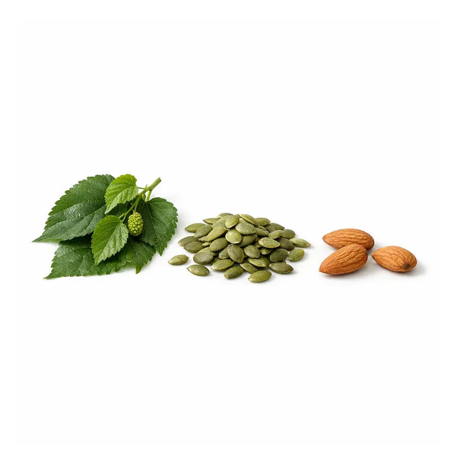 Leafy greens, pumpkin seeds and almonds