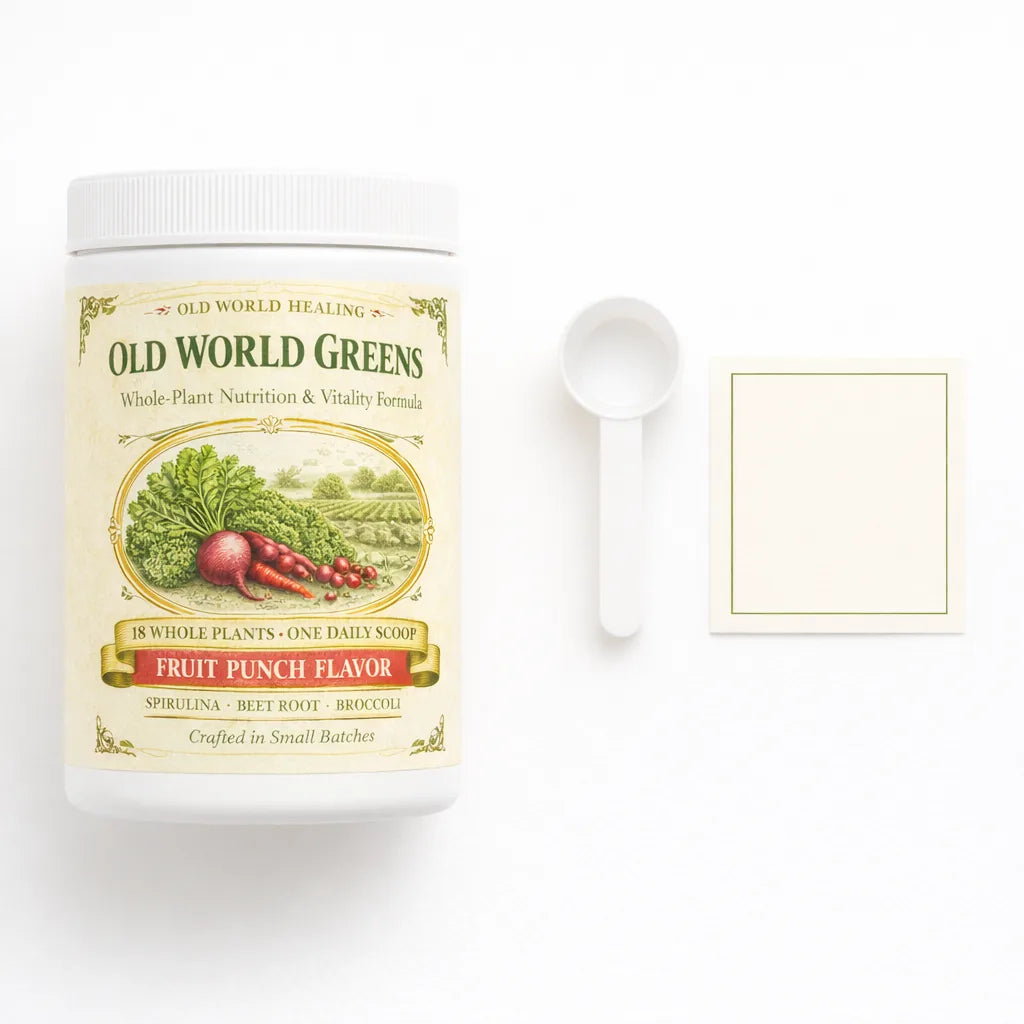 Old World Greens: box one flatlay