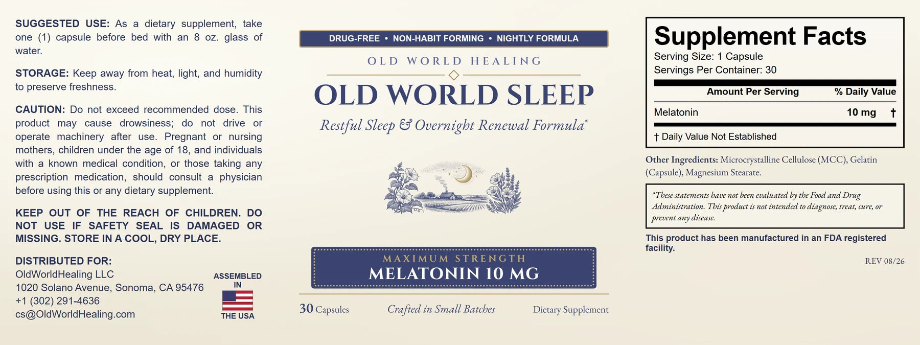 Old World Sleep: label panel