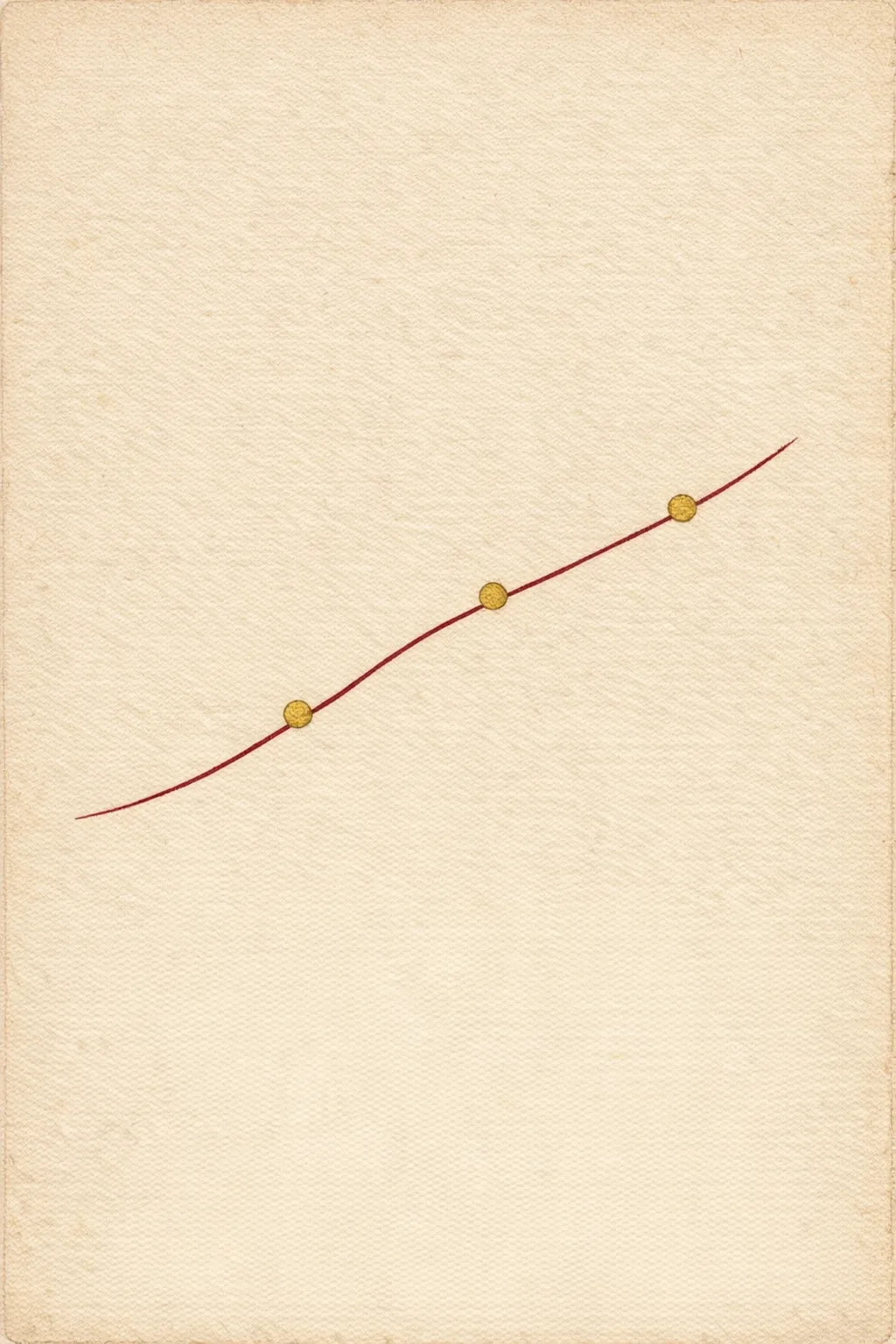 A rising hand-drawn line with three marked points