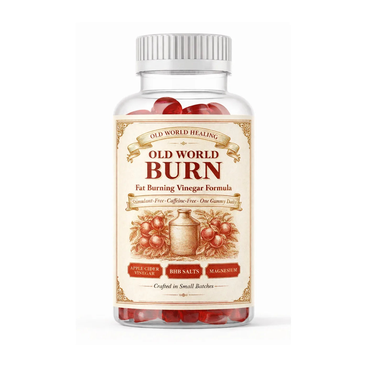 Old World Burn jar of apple cider vinegar gummies