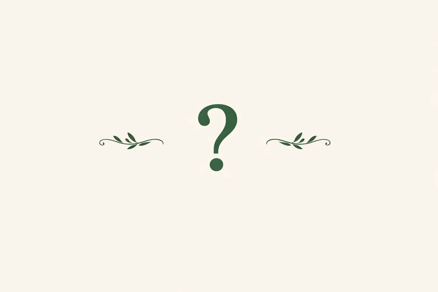 Simple section header graphic with a green question mark on a cream background