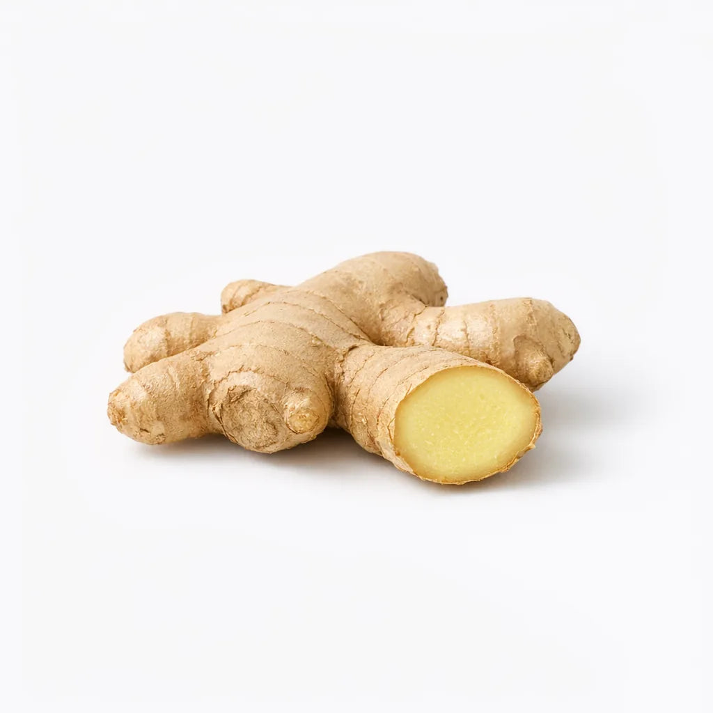 A knob of fresh ginger root, one end cut