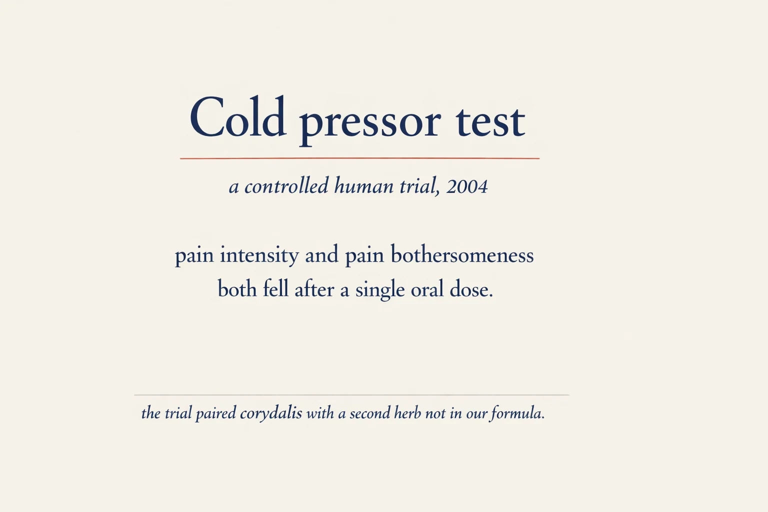 Editorial study card describing the 2004 cold pressor human trial of corydalis