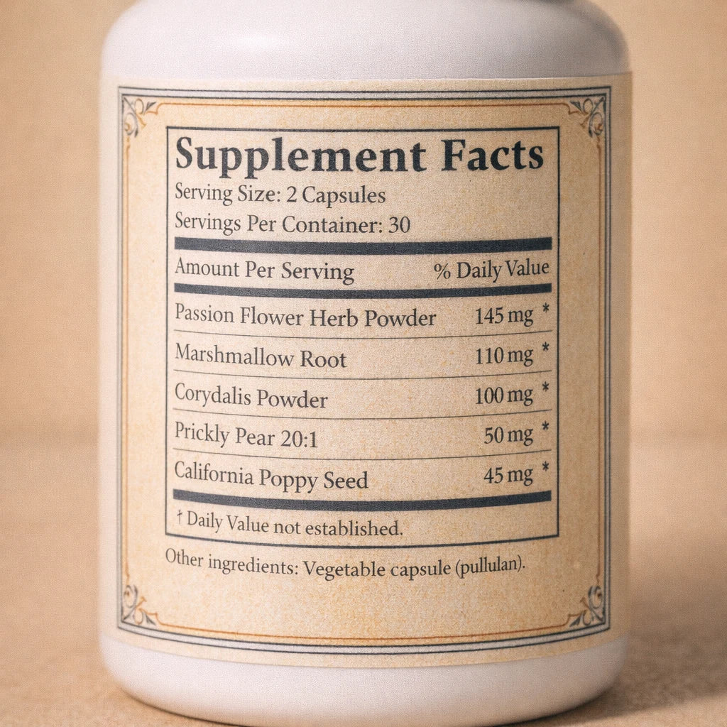 Supplement Facts and label panel
