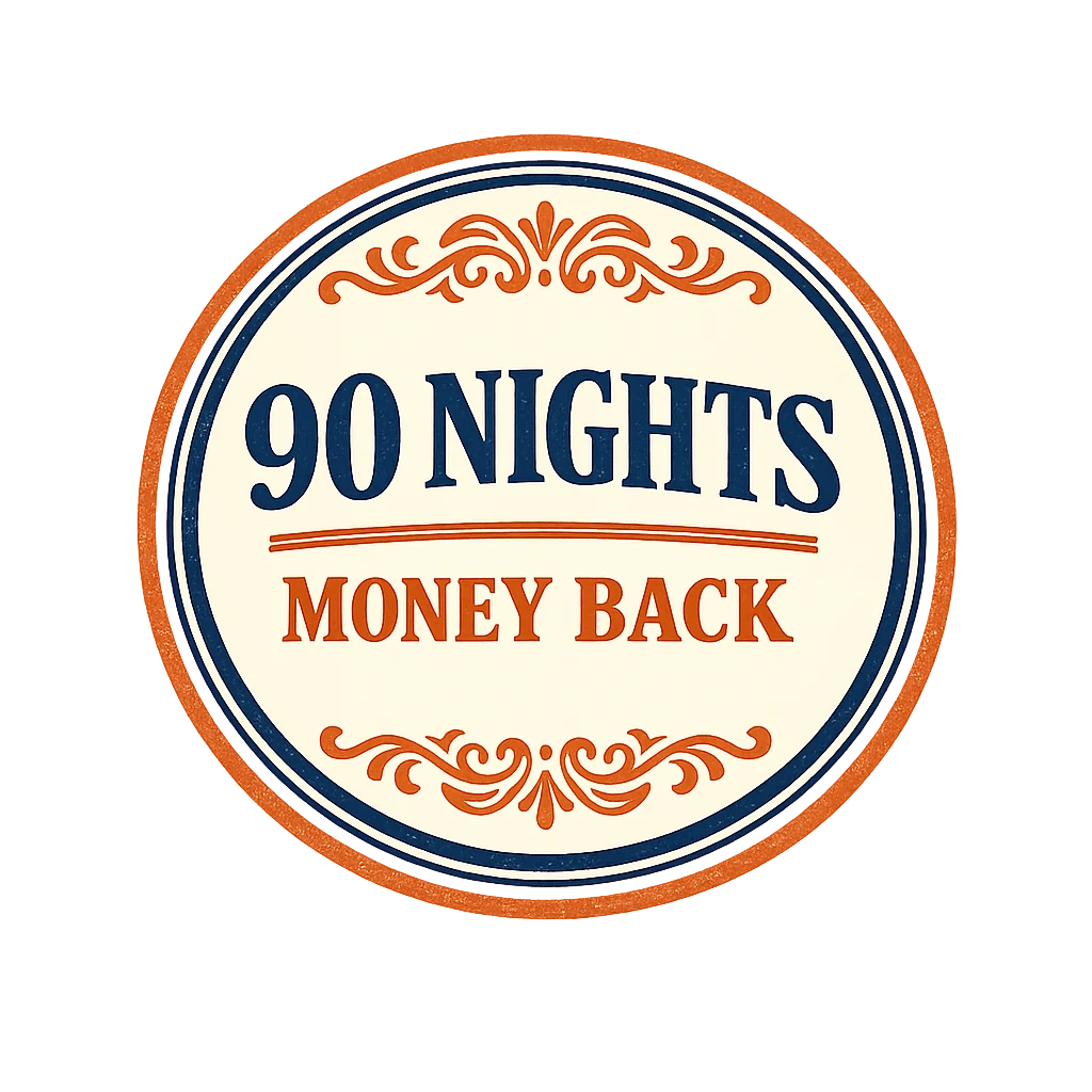 Old World Healing ninety nights money-back guarantee seal