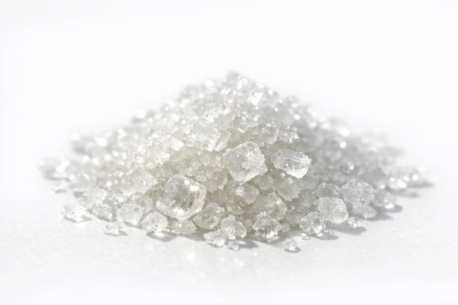Coarse translucent magnesium sulfate crystals in macro detail