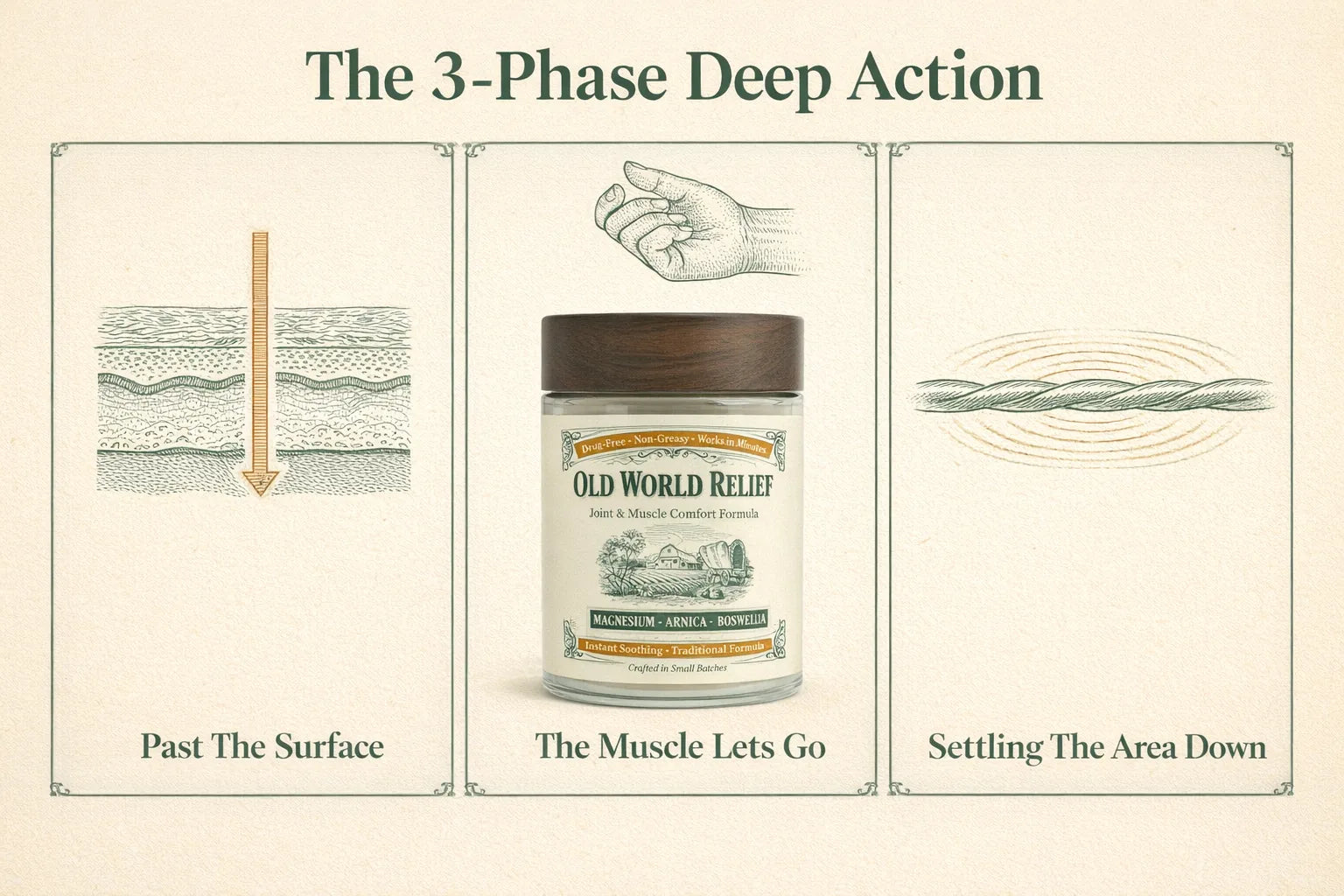 The 3-Phase Deep Action: past the surface, the muscle lets go, settling the area down