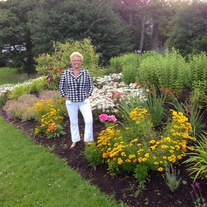 Margaret Brammer in her garden