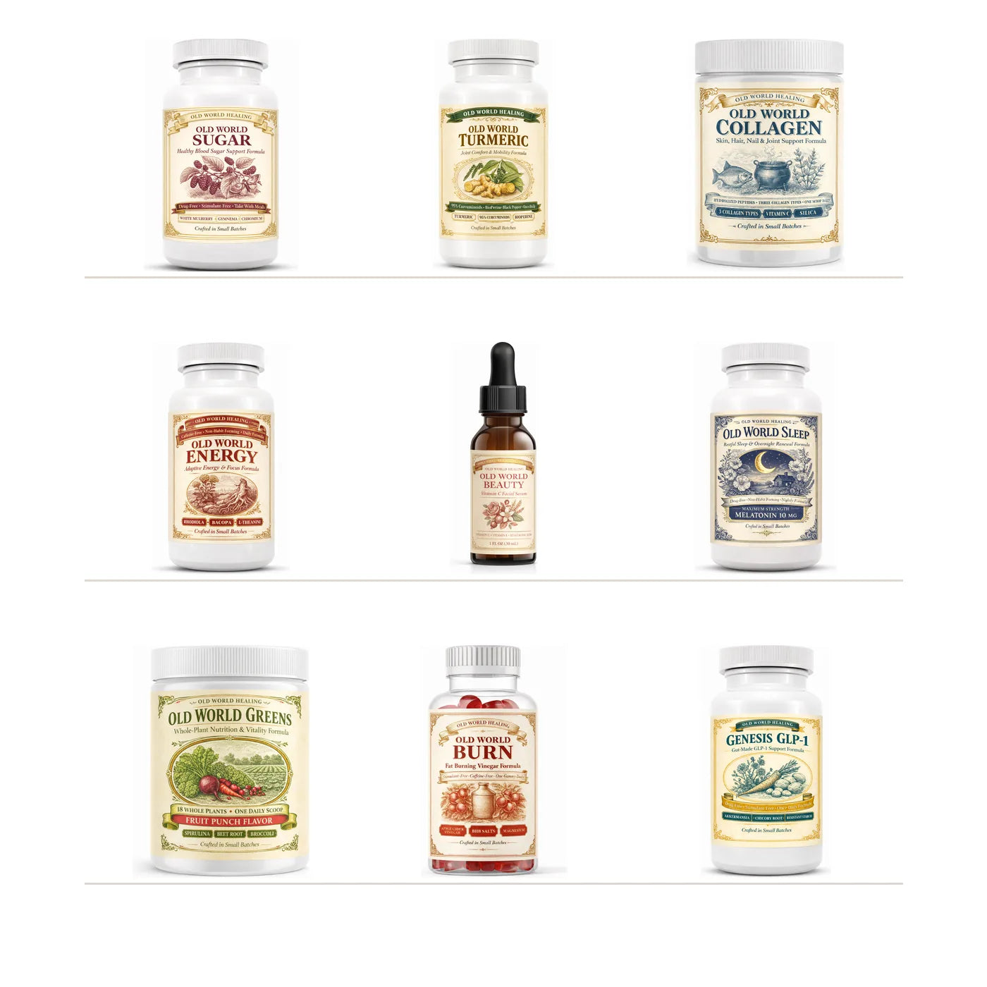 The Old World Healing family of formulas